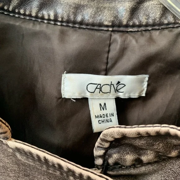 Cache Asymmetrical Zip Vegan Leather Jacket Motorcycle Size M - Picture 7 of 8